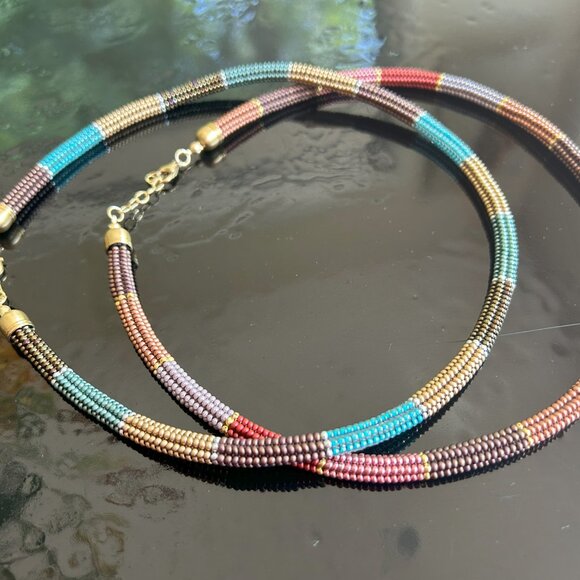 Handwoven Necklace, Beaded Necklace, Rope Necklace, Herringbone Necklace - Picture 2 of 8